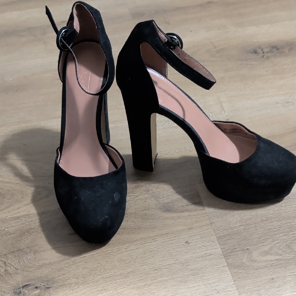 Topshop Black Suede Heels
